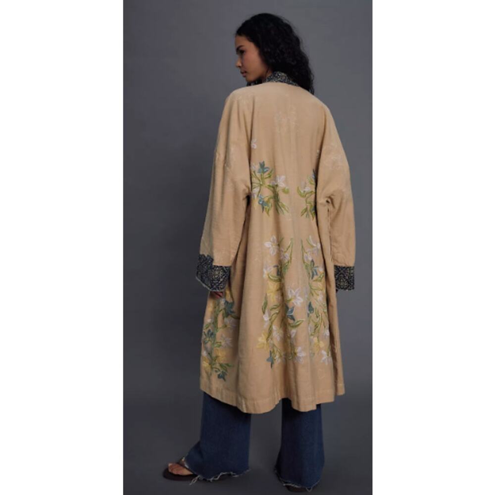 Free People Henlow Embroidered Relaxed Oversized Duster Jacket Sz M/L NWT - Picture 3 of 11